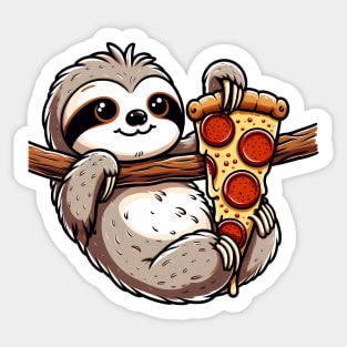 Cute Sloth with a Slice of Pizza Sticker